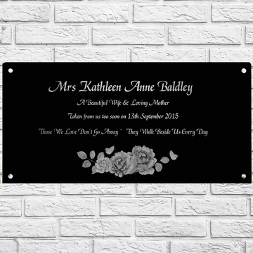 Memorial Plaque 01- Stove Enamel Exterior Plaques - 12" X 6" - Uk House signs - Office signs - memorial plaque
